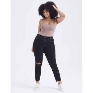 Abercrombie The Skinny High Rise Distressed Black Jeans 4 Short 27